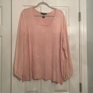 Grace sweater and dusty rose pink chiffon sleeves 3X